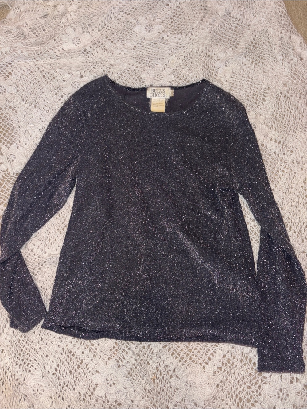 Black Sparkle Long Sleeve Tee